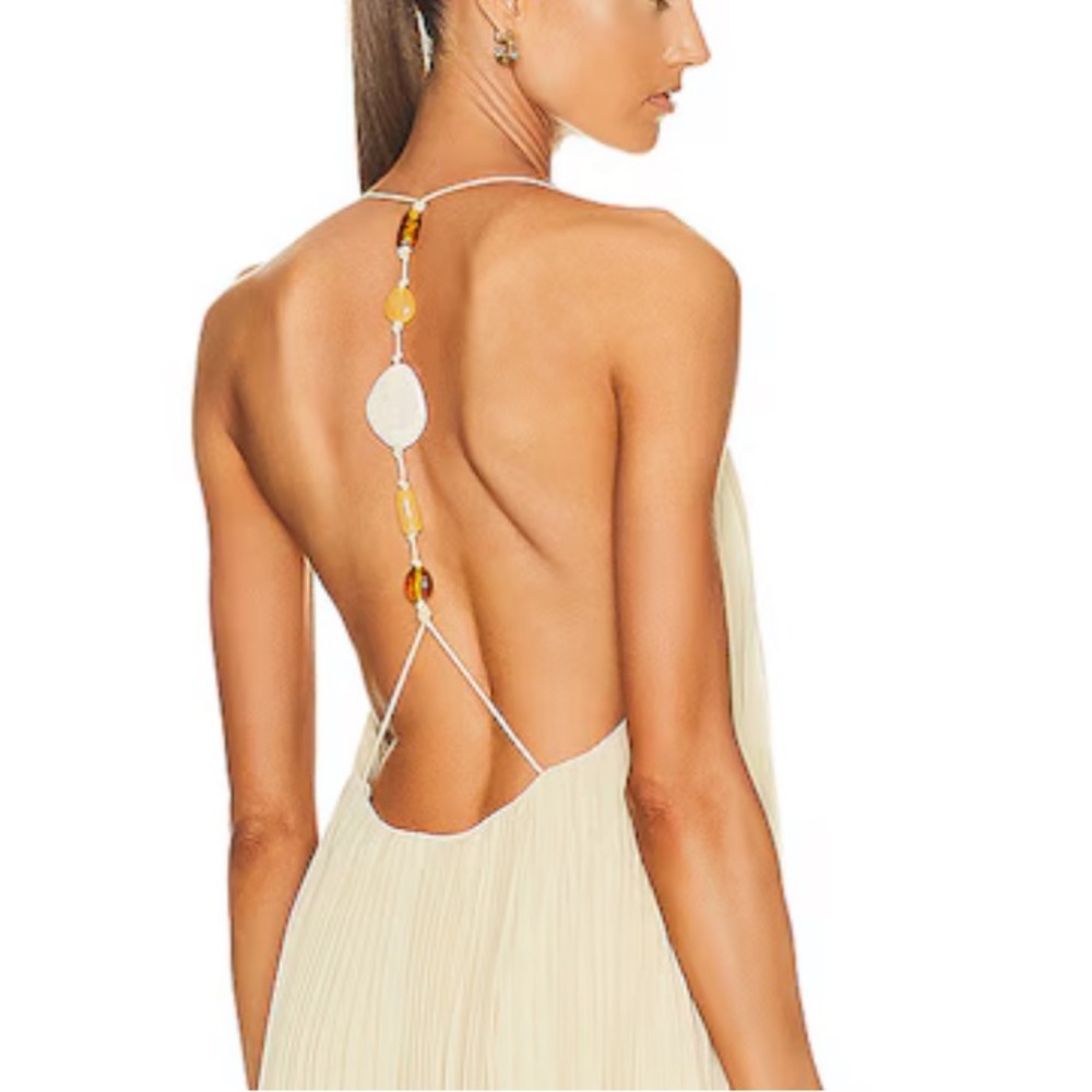 Jonathan Simkhai Sz 4 Maxi Dress Pleated Resortwear Vacation Minimalist Designer